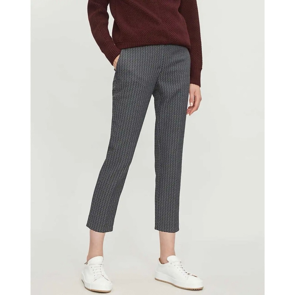 NWT Theory TREECA Black Grey Patterned Cropped Trousers Pants Size 6 Midrise